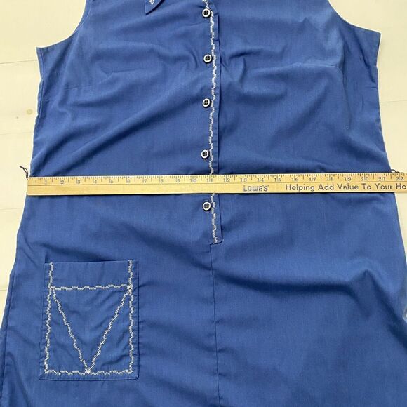 Vintage Ship N Shore Blue Collared Quarter Button Mod Go-Go House  Dress SIze 40 - Picture 10 of 11